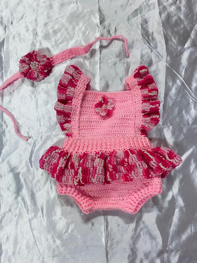 Robe crochet bleue courte