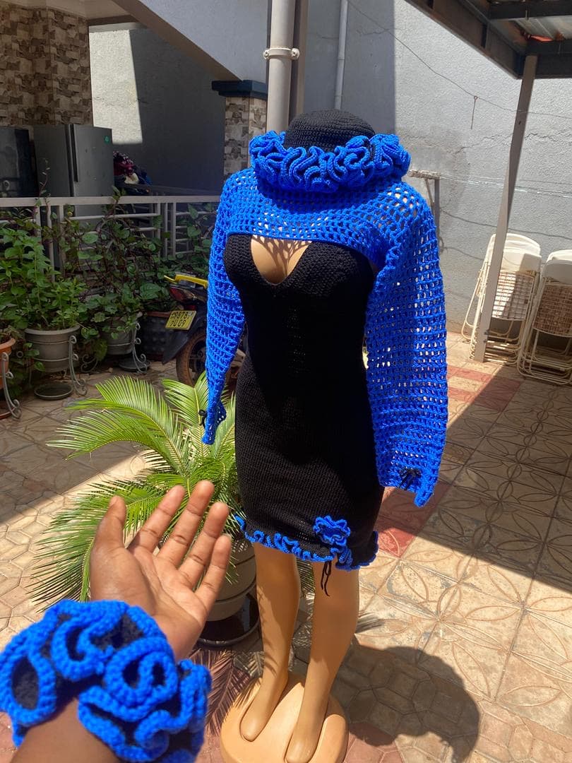 Robe crochet florale multicolore